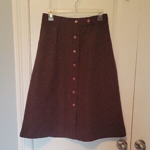 Casual Red Midi A-Line Skirt